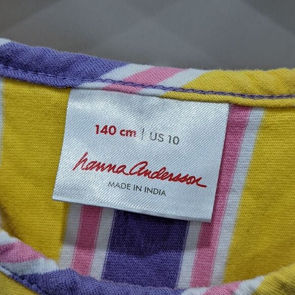 Hanna Andersson Yellow Purple Pink Striped Tank Top Cotton Girls Size 140 10 - Picture 4 of 4